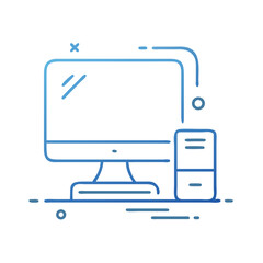 Fototapete - Computer monitor and CPU icon in clean outline style  