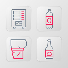 Poster - Set line Beer bottle, belly, Plastic beer and Vending machine icon. Vector