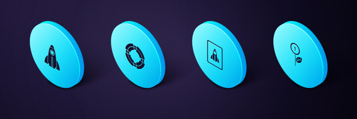 Poster - set isometric dollar plant, startup project concept, business lifebuoy and icon. vector