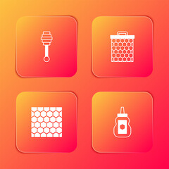 Poster - set honey dipper stick, honeycomb, and jar of honey icon. vector