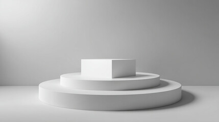 Poster - White product display stand podium mockup for product presentation and promotional advertising design