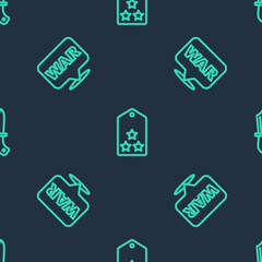 Poster - Set line Military rank, The word war and knife on seamless pattern. Vector