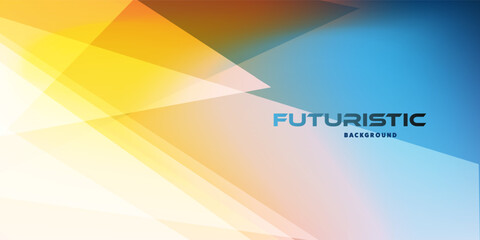Poster - A futuristic background with abstract geometric shapes in blue, yellow, white. Clean lines and a dynamic layout create a sleek, modern design, perfect for digital projects, presentations and branding.