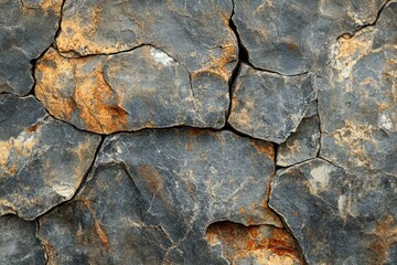 Leinwandbilder - A close-up shot of a rustic stone wall with irregular shapes and colors, showing texture and cracks.