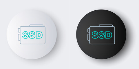 Poster - Line SSD card icon isolated on grey background. Solid state drive sign. Storage disk symbol. Colorful outline concept. Vector