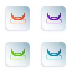 Poster - Color Boat swing icon isolated on white background. Childrens entertainment playground. Attraction riding ship, swinging boat. Amusement park. Set colorful icons in square buttons. Vector