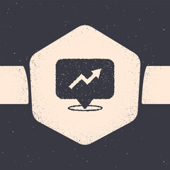 Poster - grunge financial growth increase icon isolated on grey background. increasing revenue. monochrome vi