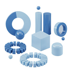 Poster - Pastel Blue 3D Geometric Shapes Abstract Background
