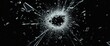 © 娜 赵 - Close-up of shattered glass with radial cracks and dynamic shards exploding from an irregular central void, high-contrast monochrome texture against black backdrop.