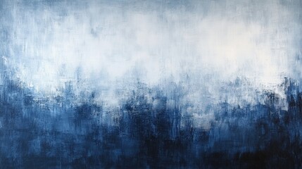 Poster - A serene abstract painting featuring a gradient of blues, evoking tranquility and depth, blending lighter shades at the top with darker tones below.