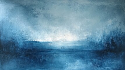 Poster - A serene abstract landscape featuring varying shades of blue, evoking a tranquil atmosphere with soft textures and gentle gradients.