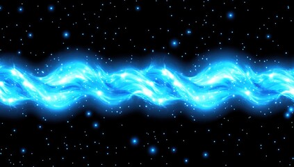 Wall Mural - abstract glowing blue waves in space