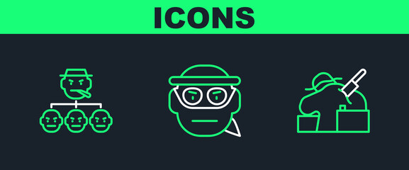 Poster - Set line Murder, Mafia and Bandit icon. Vector