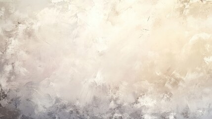 Poster - An abstract painting featuring soft, blended hues of cream and gray, evoking a sense of calm and tranquility.