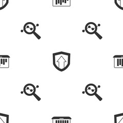 Aufkleber - Set Laptop with graph chart, Financial growth and Search data analysis on seamless pattern. Vector