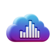 Poster - 3D Cloud Data Chart Icon Purple Blue Gradient