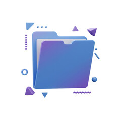 Poster - 3D Blue Purple Gradient Folder Icon with Geometric Shapes