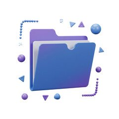 Poster - 3D Render of a Purple and Blue File Folder with Geometric Shapes