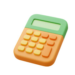 Poster - Pastel Orange and Green 3D Rendered Calculator Illustration