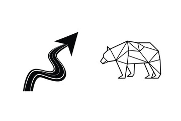 Poster - Upward Trend Arrow Graphic With Geometric Bear Outline On White Background