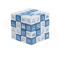 Poster - Blue and White Cube with Search Icons