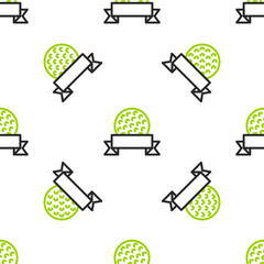 Poster - Line Golf ball icon isolated seamless pattern on white background. Vector