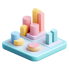 Poster - A colorful, 3D graphic design showcasing different chart types.
