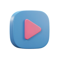 Poster - Pink and Blue 3D Play Button Icon