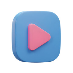Poster - 3D Pink and Blue Play Button Icon