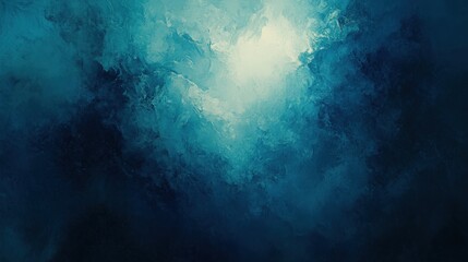 Poster - A serene abstract artwork featuring deep blue and teal hues, creating a calming atmosphere with a soft, luminous center.