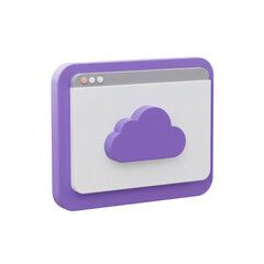 Poster - 3D Render of Purple Cloud Computing Icon