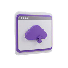 Poster - 3D Render of Purple Cloud Computing Icon in Browser Window
