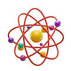 Poster - Colorful 3D Atom Model with Orbiting Electrons
