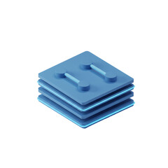 Poster - Isometric 3D Render of Blue Layered Geometric Shapes