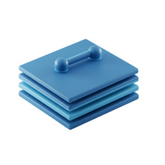 Poster - 3D Render of Blue Stacked Dumbbells