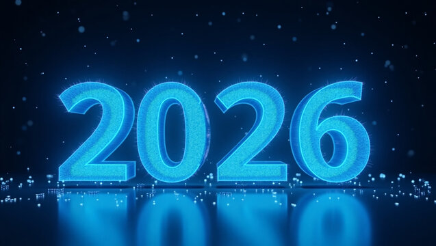 happy new your 2026 technology background design.