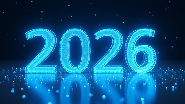 happy new your 2026 technology background design.