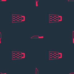 Poster - Set Grater and Knife on seamless pattern. Vector