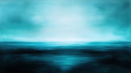 Poster - A serene abstract painting featuring a gradient of teal and blue hues, evoking a calm oceanic atmosphere.