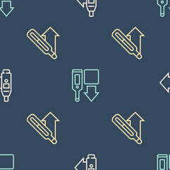Poster - Set line Digital thermometer, Medical and on seamless pattern. Vector