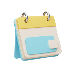 Poster - Pastel Yellow and Blue 3D Rendered Desk Calendar