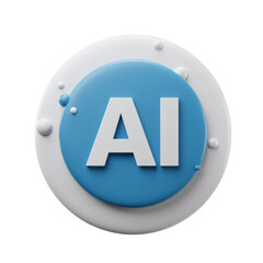 Poster - 3D Render of AI Logo with Blue and White Circular Design