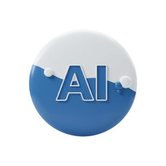 Poster - 3D Render of AI Logo: Blue and White Circular Icon