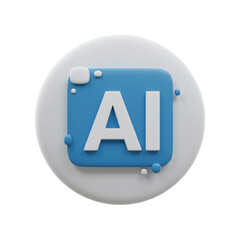 Poster - 3D Render of AI Logo Icon on Transparent Background