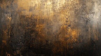Poster - A textured abstract artwork featuring a blend of dark tones and gold accents, creating a striking and dynamic visual effect.
