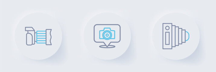 Poster - set line photo camera, and icon. vector