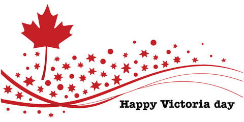 Poster - Festive Victoria Day Card Featuring Canadian Maple Leaf And Star