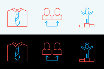Poster - Set line Productive human, Tie and Exchange work icon. Vector