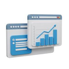 Poster - Blue and White Isometric Web Browser with Growth Chart