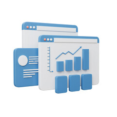 Poster - 3D Render of Blue and White Data Analytics Website Interface